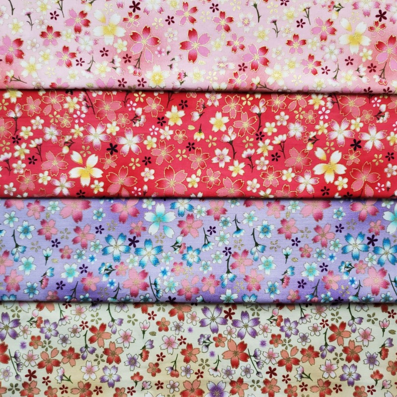 Home Fashion Textiles - Pamuk Altın Folyo Baskılı Kumaş Japon