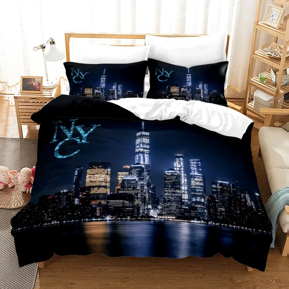 Home Textiles New York - New York Şehri Gece Manzarası Nevresim