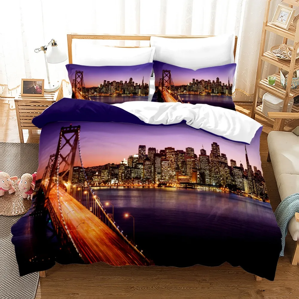 Home Textiles New York - New York Şehri Gece Manzarası Nevresim