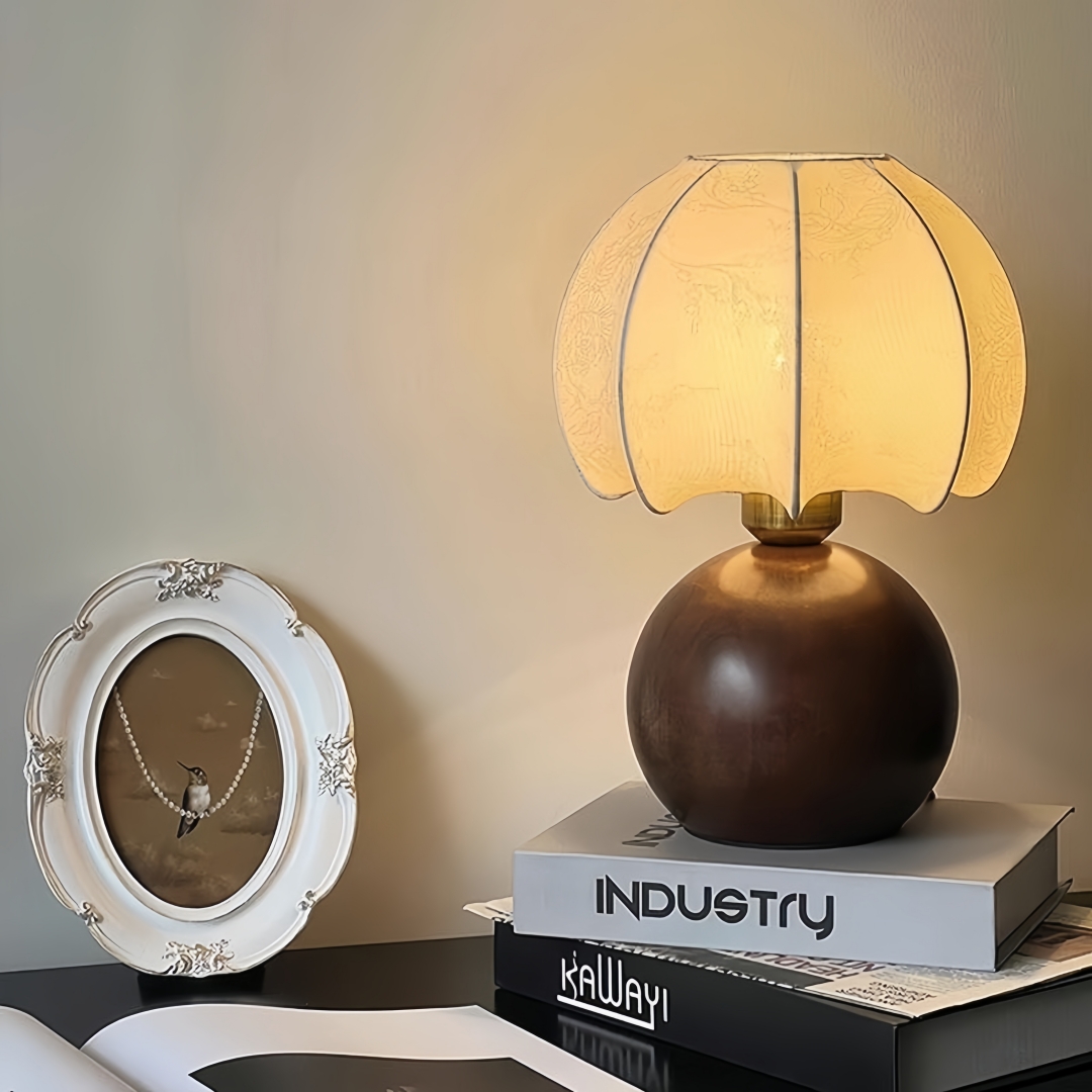 Home Textile - Vintage çiçek desenli masa lambası, ortaçağ