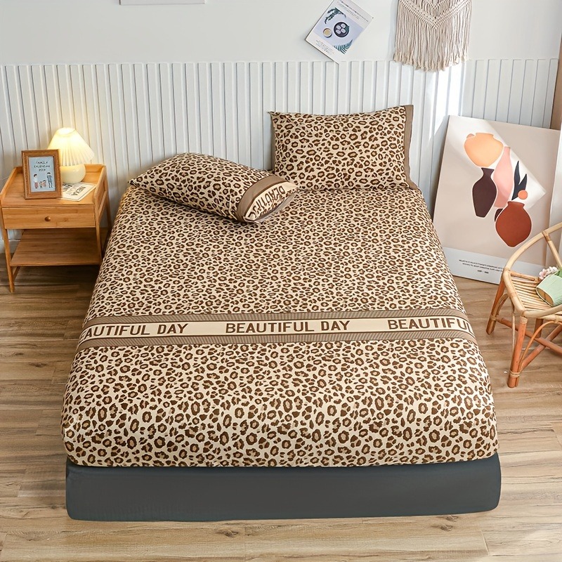 Bed Sheet Microfiber - Vintage Leopar Baskılı Çarşaf Seti GÜZEL
