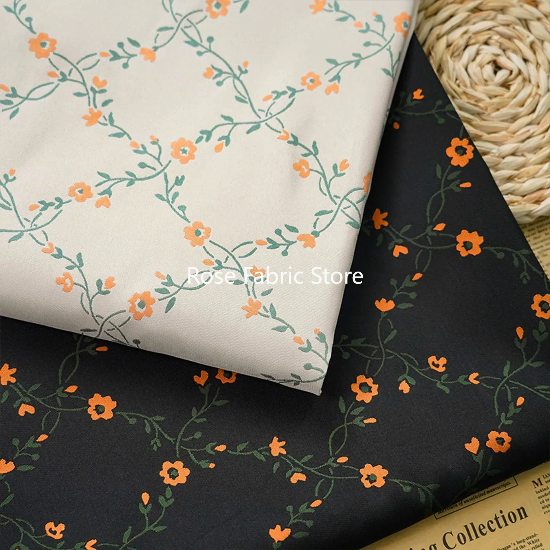 Home Fashion Textiles - 1 metre Küçük Çiçek Desenli Jakarlı