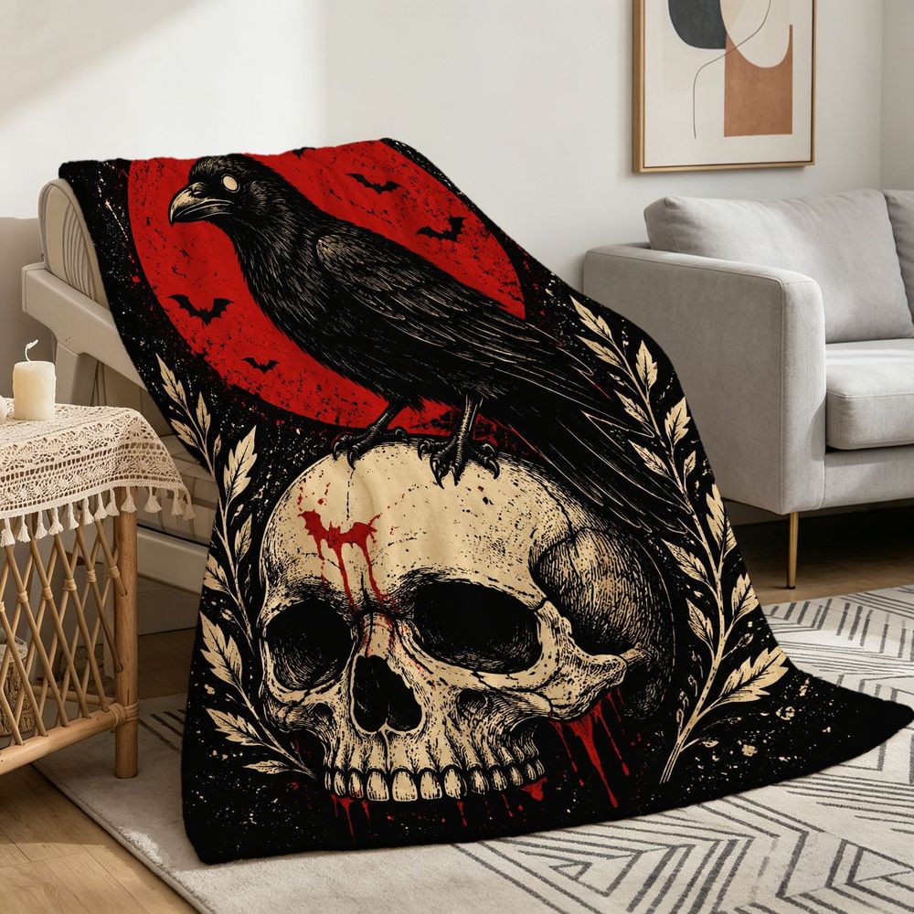 Gotik Karga ve Kafatası Desenl - Home Textiles Fabric incelemesi ve fiyatı